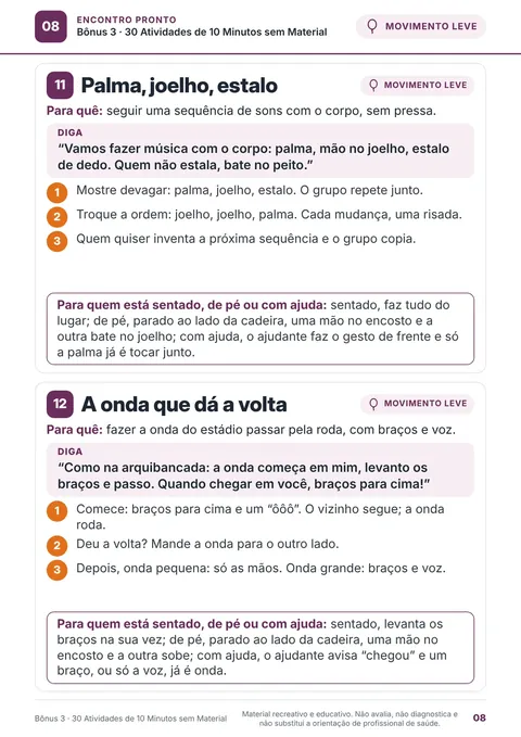 Página com duas atividades de 10 minutos