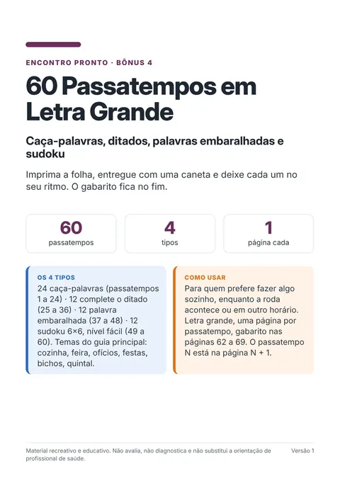 Capa de 60 Passatempos em Letra Grande